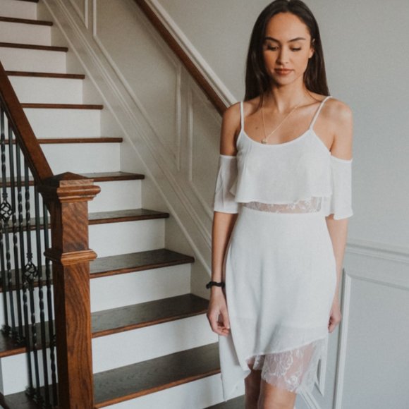 Cold shoulder asymmetrical hem dress - Picture 3 of 5